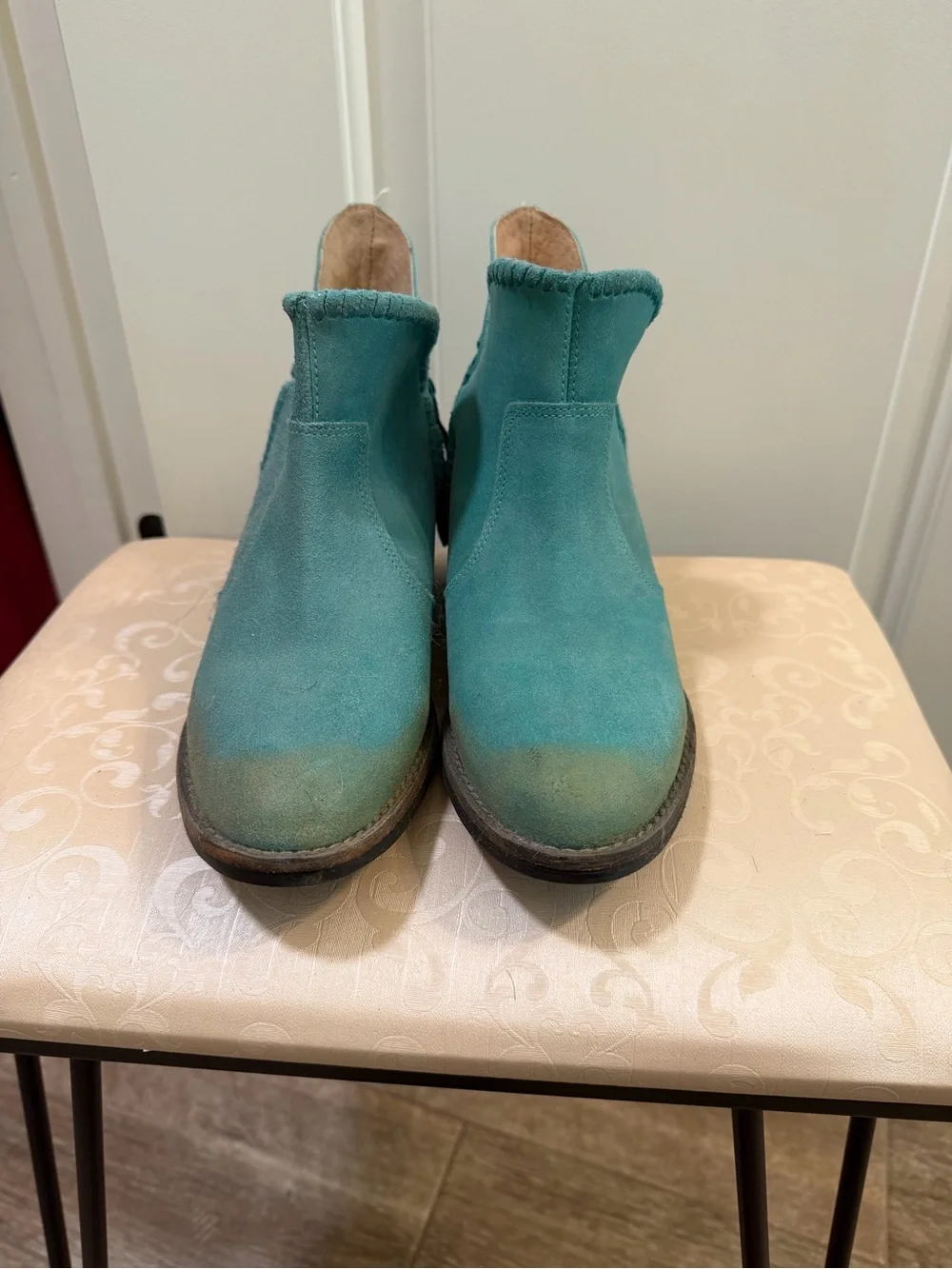 Circle G Teal Suede Fringe Ankle Boot